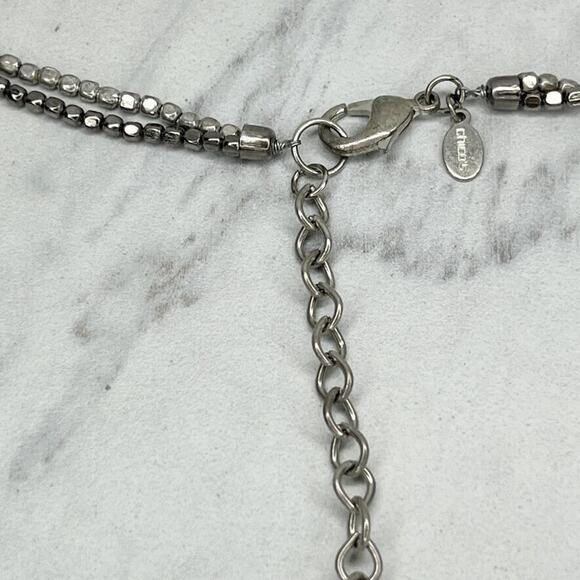 Chico's Silver Tone Box Beaded Double Strand Necklace - Picture 3 of 11